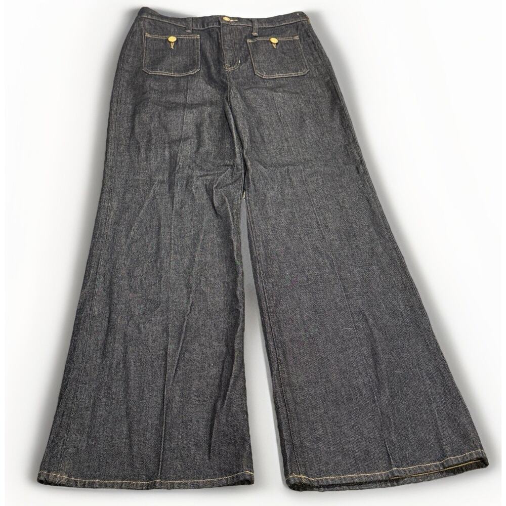 J. Crew Wide Leg Sailor Denim Trouser Jeans Sz 29 Gold Button EUC